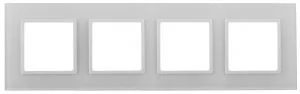 Рамка для розеток и выключателей ЭРА Elegance 14-5104-01 на 4 поста, стекло, Эра Elegance, белый+белый